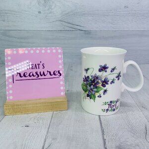 Jason APRIL Purple Floral Fine Bone China Made In England 10 Ounces Cup Mug